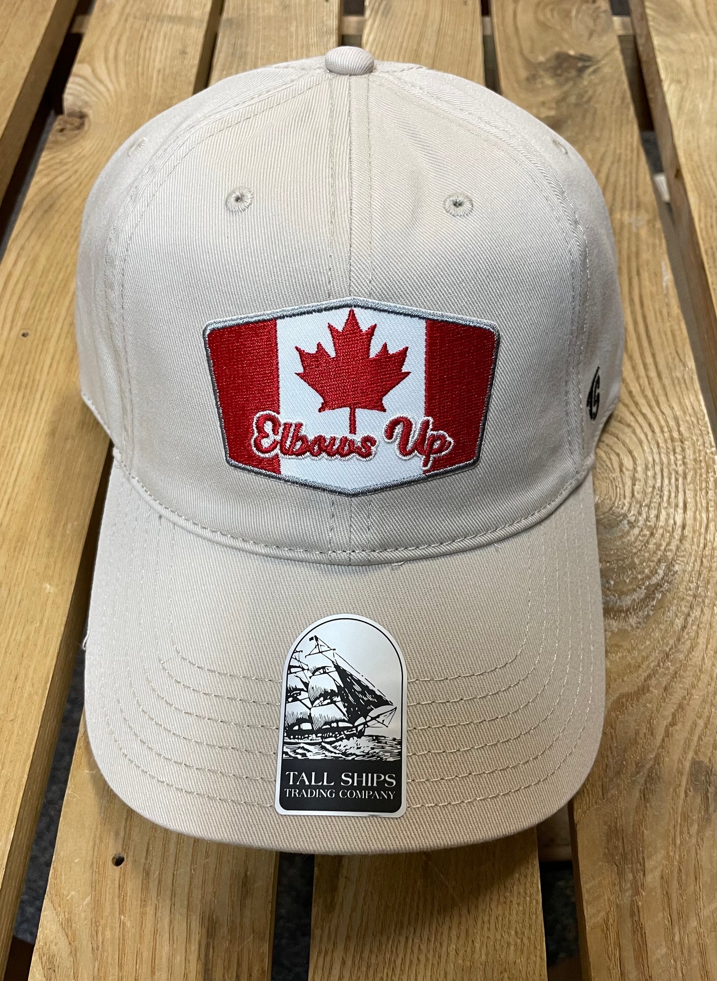 Ball Cap - Patch Hat - "Elbows Up" - Bone