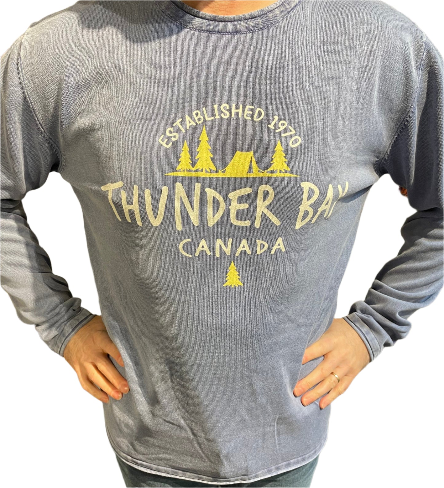 Souvenir Clothing - Rollneck Pullover - Established 1970 - Thunder Bay, Canada - Indigo