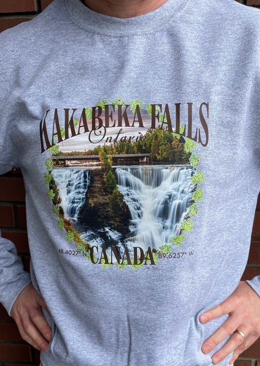 Souvenir Clothing - Kakabeka Falls, Ontario - Crew Neck Sweatshirt - James Brown - Grey
