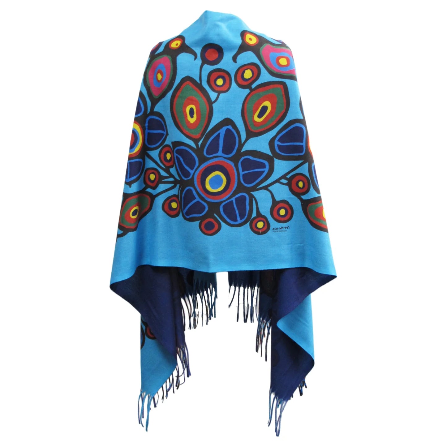 Oscardo - Norval Morrisseau - Eco Art Print Shawl - Flowers and Birds