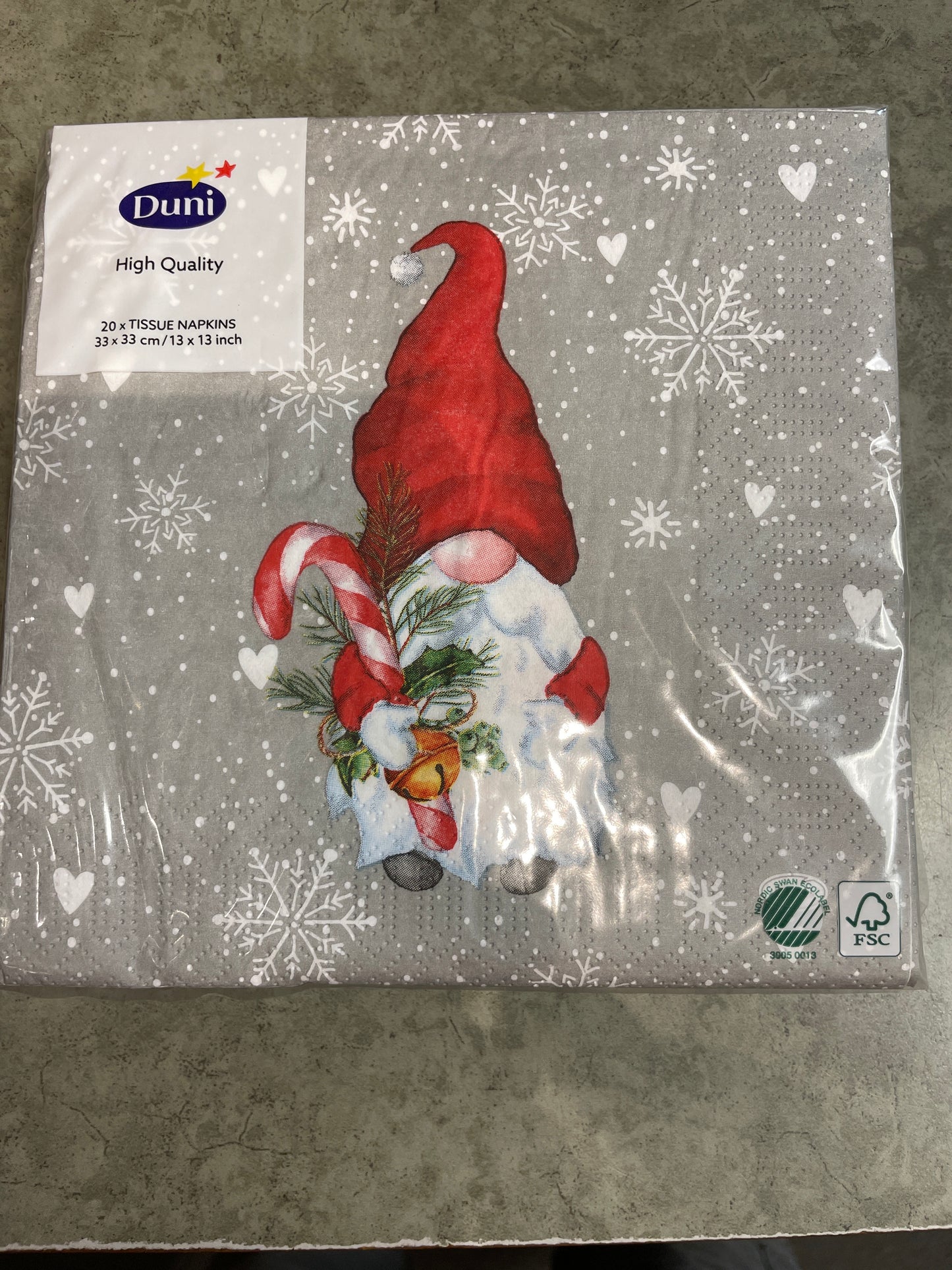 Napkins - Lunch - Winter Flakes Tomte