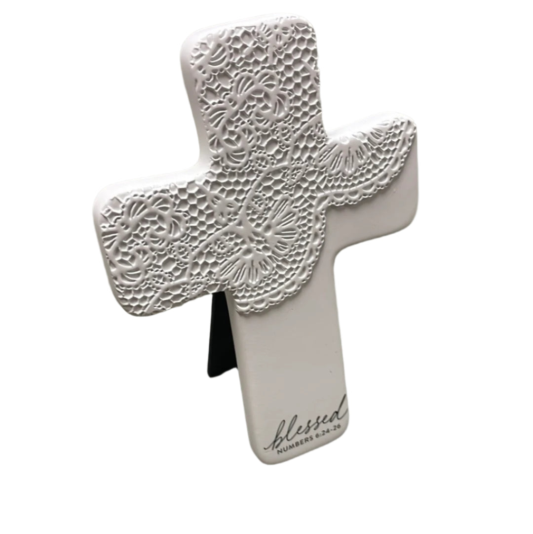 Cross - Lace Textured - Blessed
