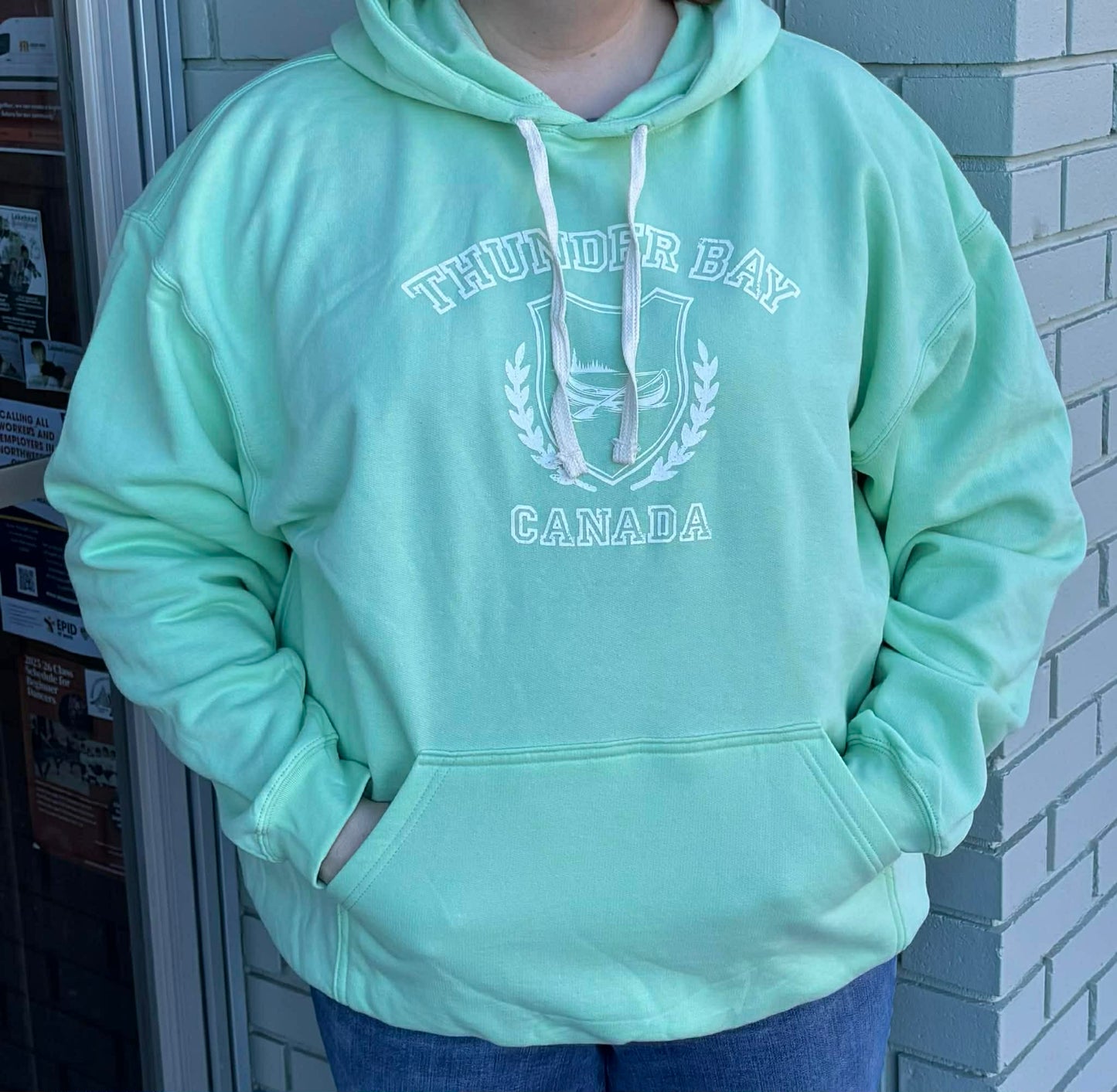 Souvenir Clothing - Unisex Pullover Hoodie - Thunder Bay, Canada - Neo Mint