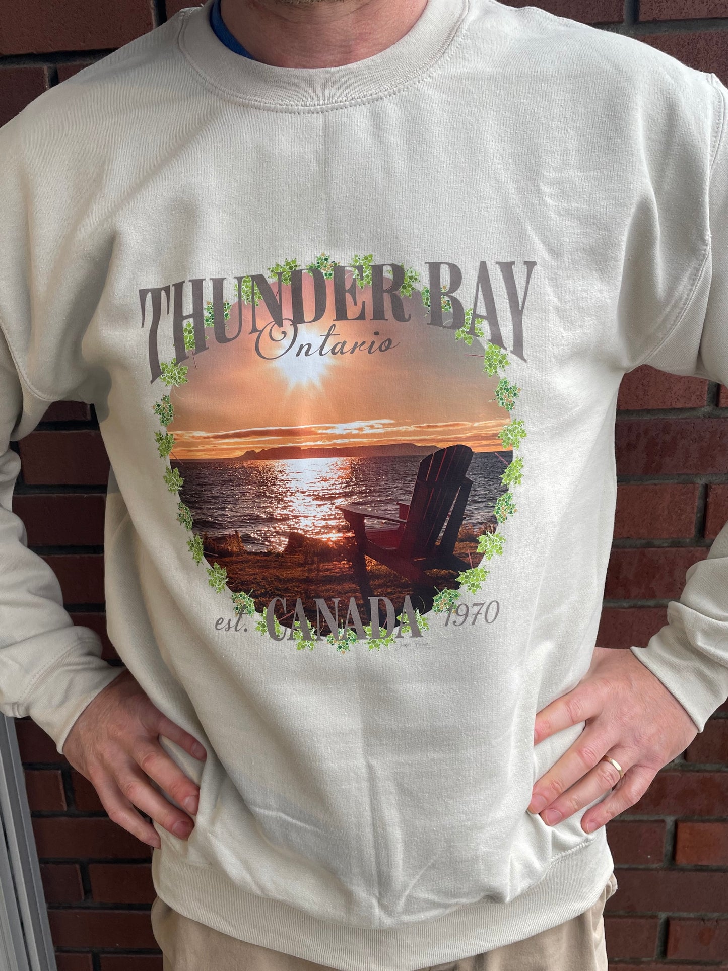 Souvenir Clothing - Thunder Bay, Ontario - Crew Neck Sweatshirt - By James Brown - Sand