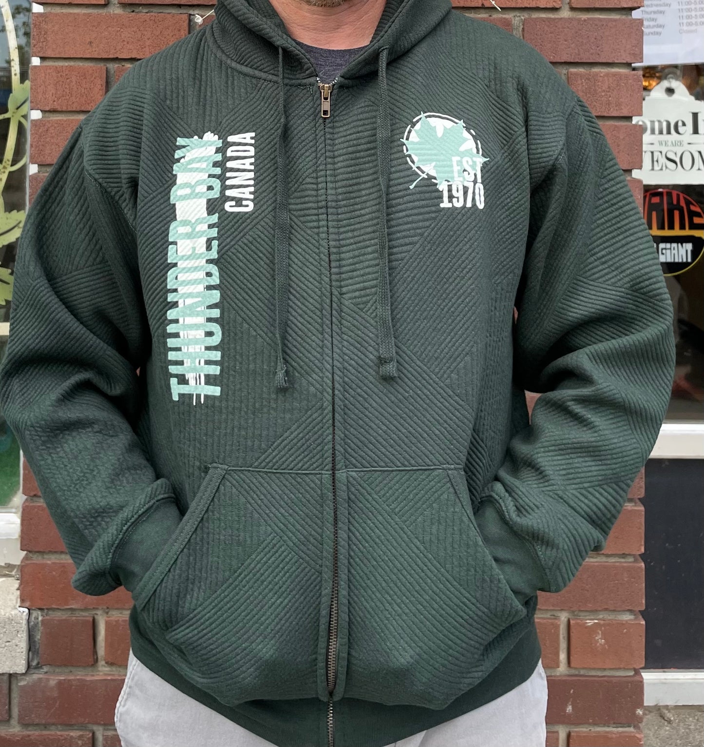 Souvenir Clothing - Full Zip Hoodie - Thunder Bay, Canada, Est. 170 - Forest Green