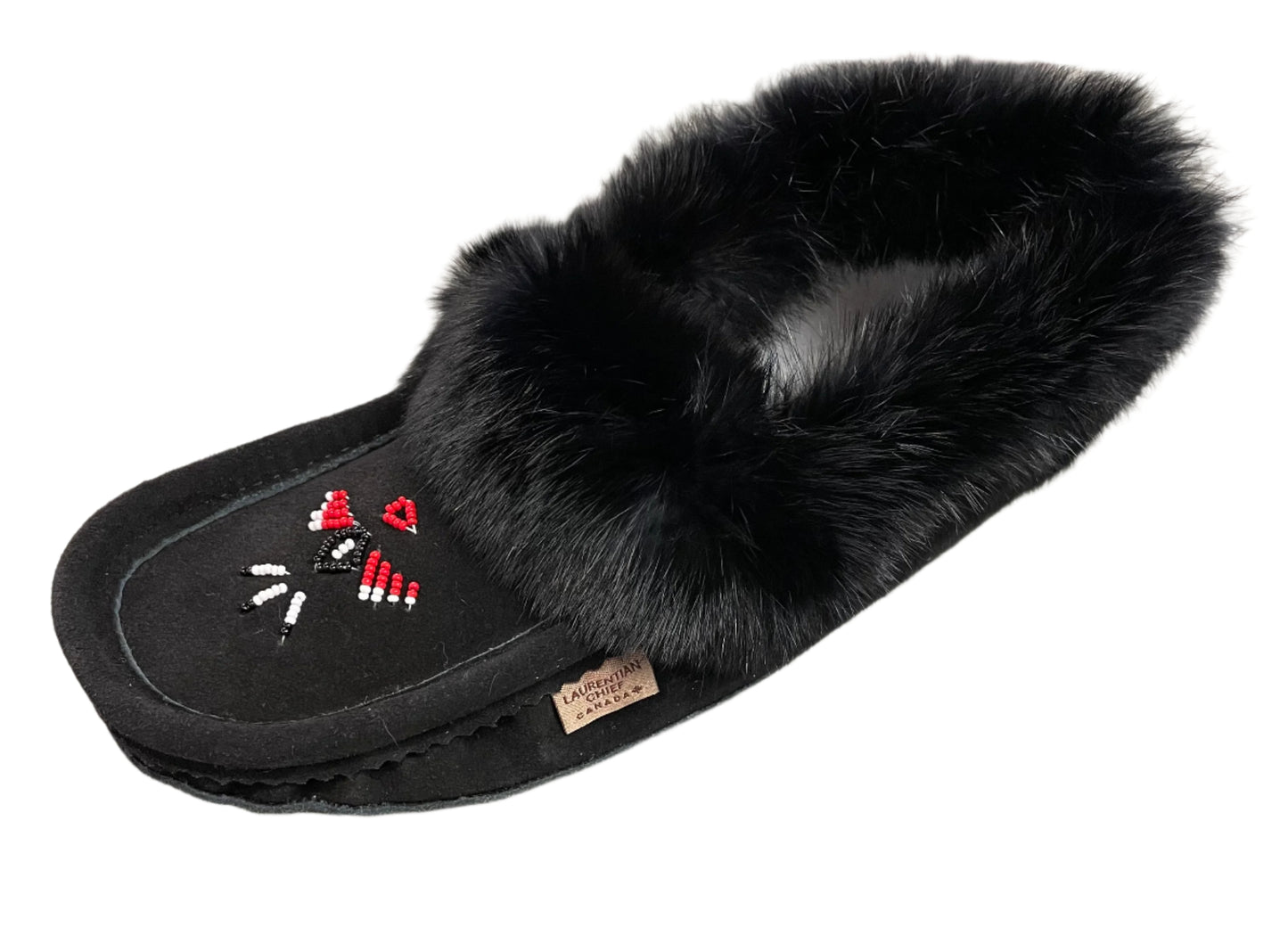 Moccasins - 6538M - Black with Beading