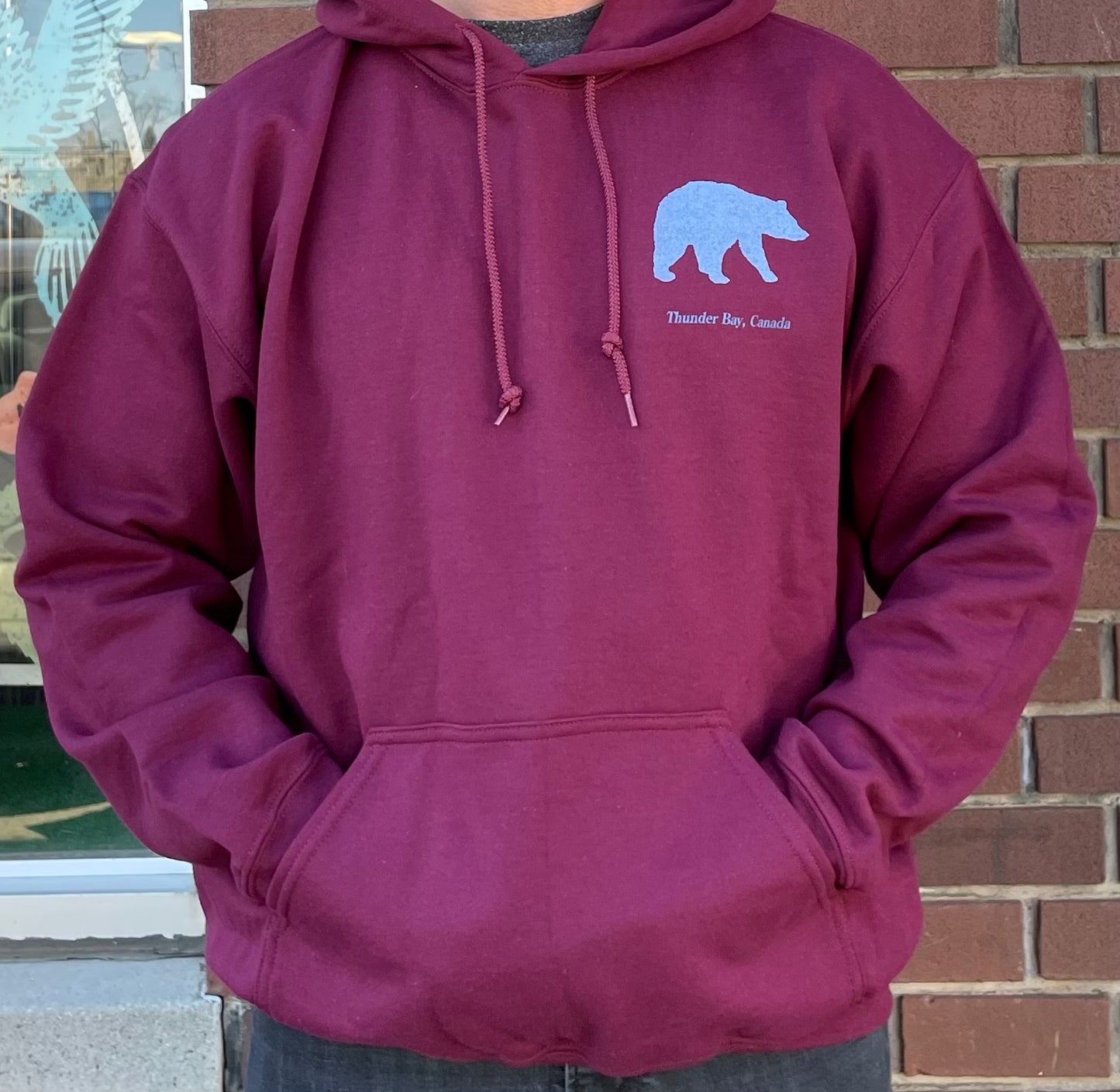Souvenir Clothing - Very Wet Bear - Hooded Sweatshirt - Thunder Bay, Canada - Maroon