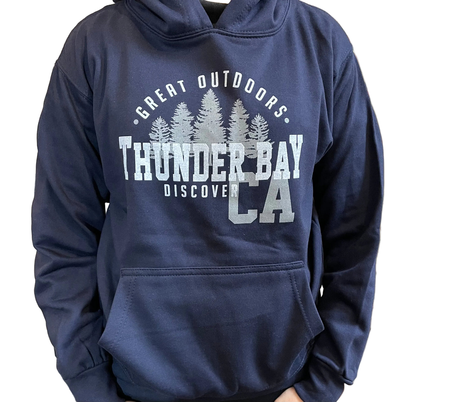 Youth Souvenir Clothing - Pullover Fleece Hoody - Navy - Discover Thunder Bay, CA