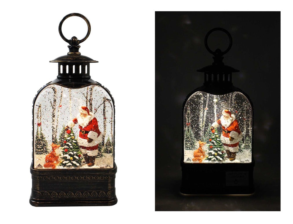 Christmas - Spinning Santa With Fox - LED Lantern