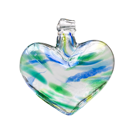 Kitras Art Glass - Heart - Green/Blue