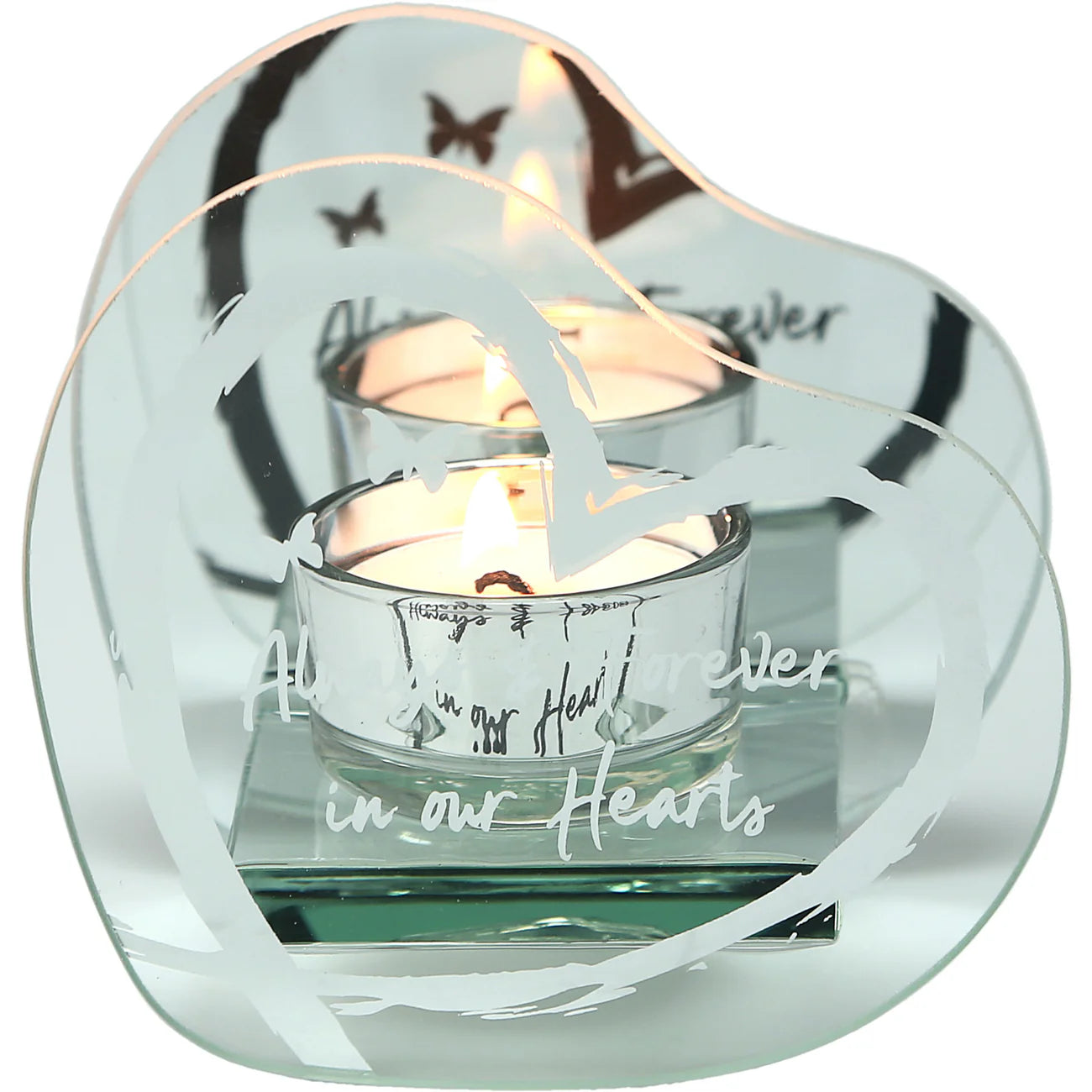 Mirrored Glass Tealight Candle Holder - Always & Forever
