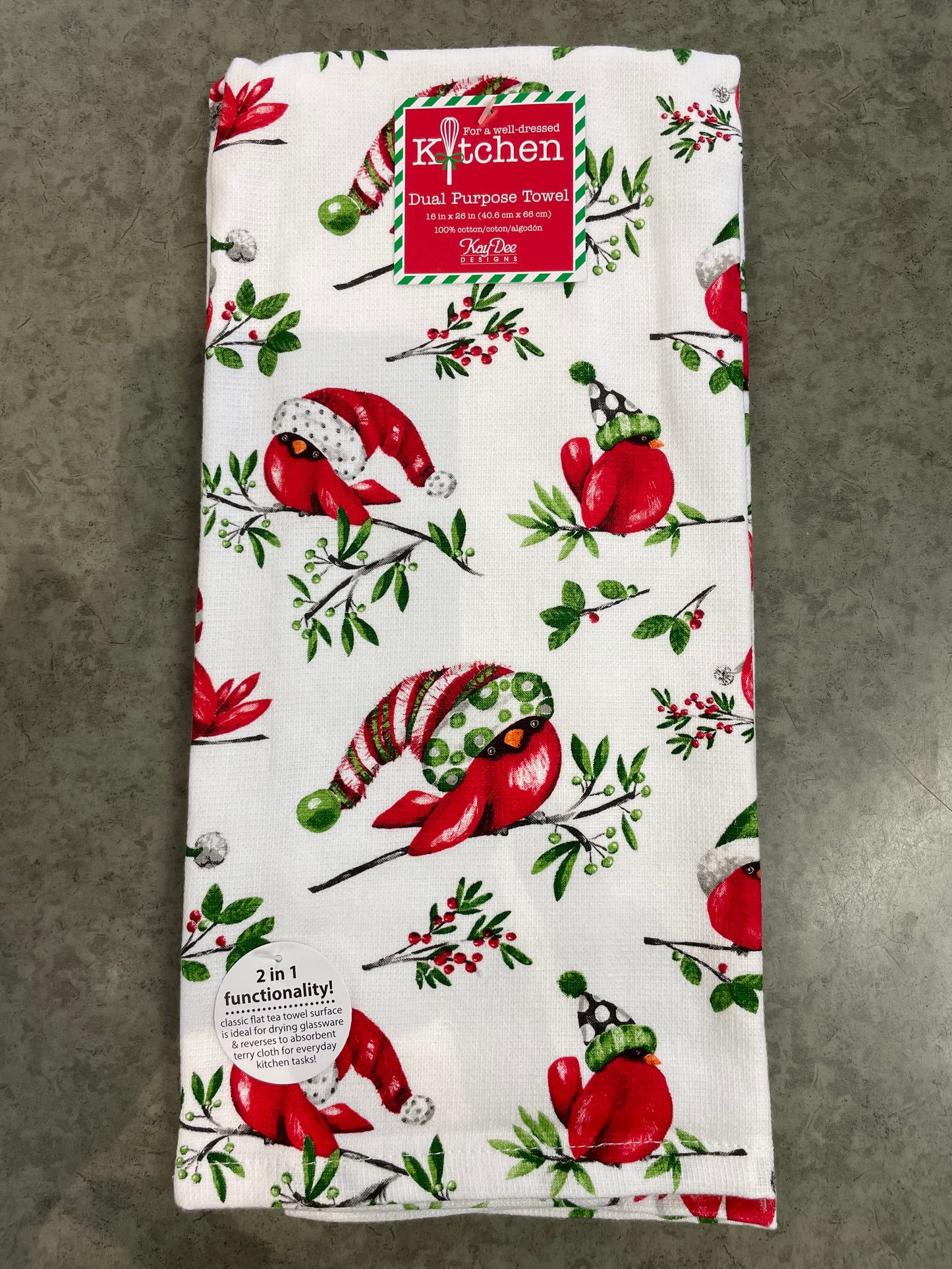 Christmas - Tea Towel - Playful Cardinal