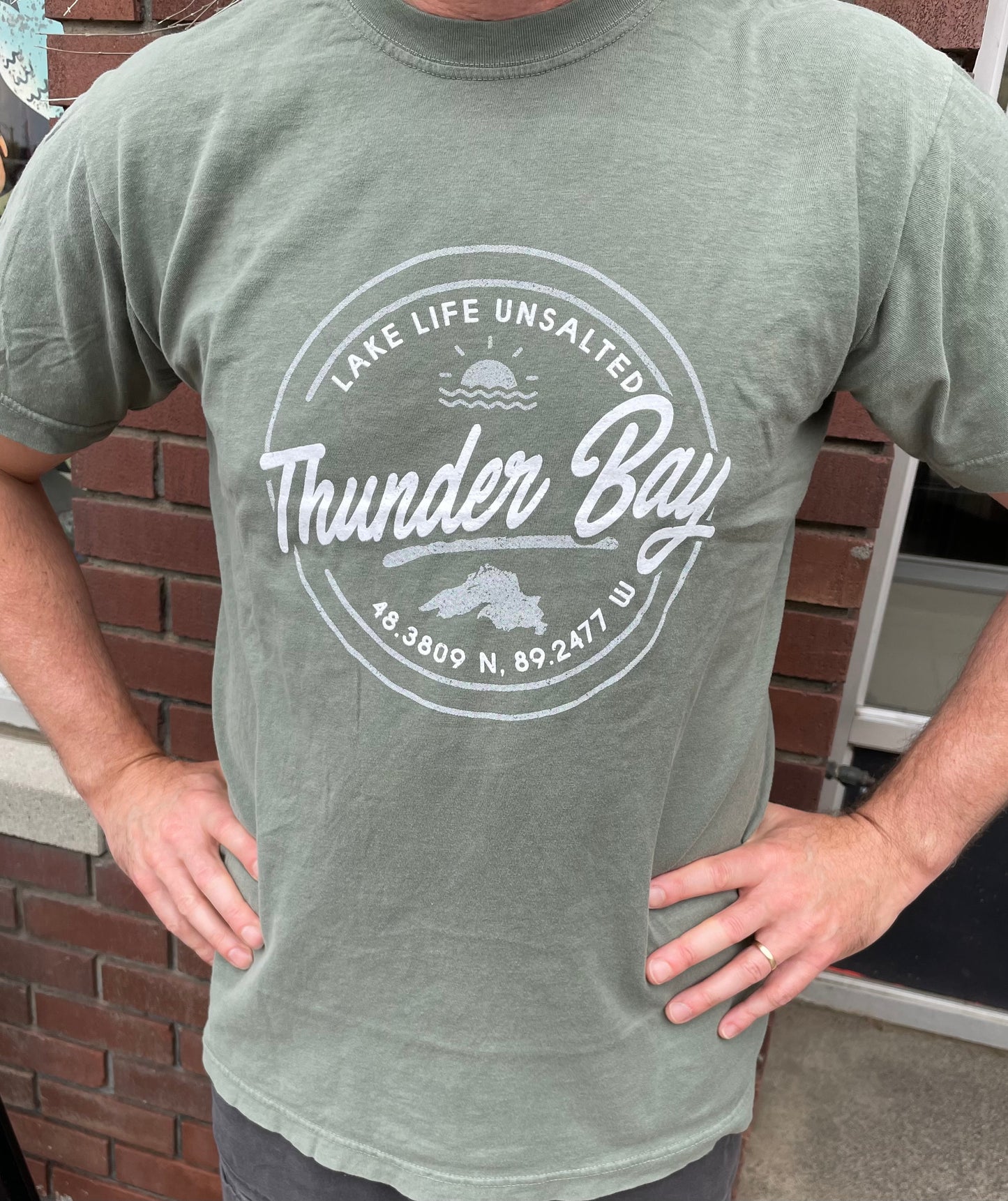 Souvenir Clothing - T-Shirt - Thunder Bay - Lake Life Unsalted - Monterey Sage