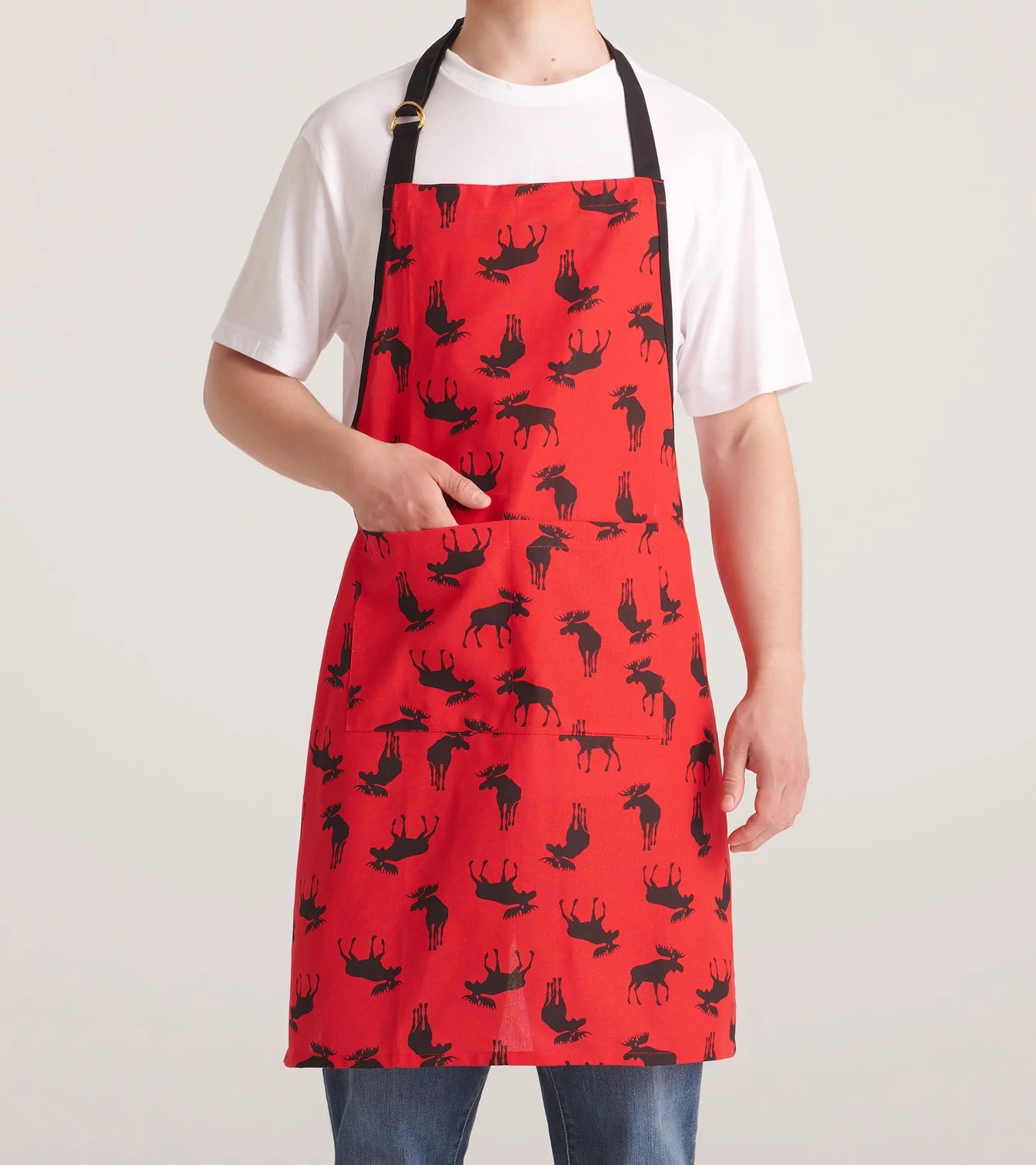 Apron - Moose on Red