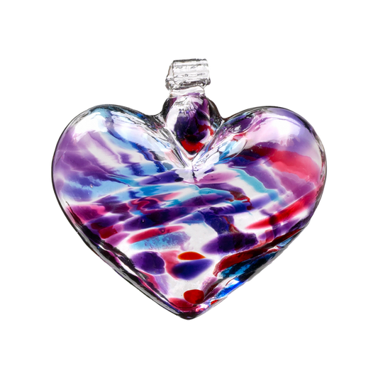 Kitras Art Glass - Heart - Blue/Pink/White