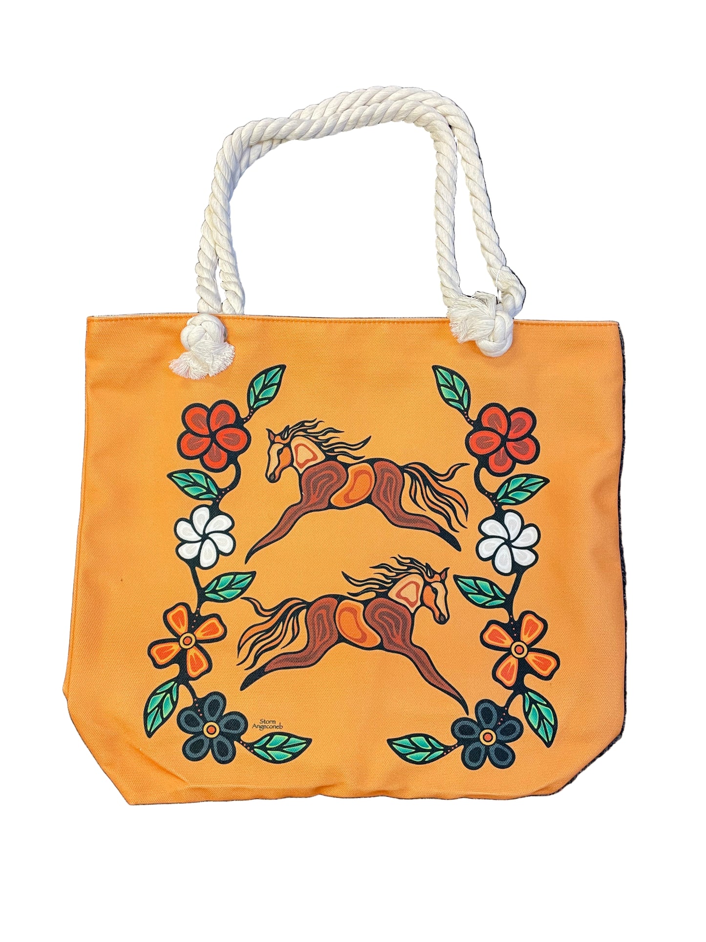Montague Indigenous Crafts - Tote Bag with Rope Handles - Horses