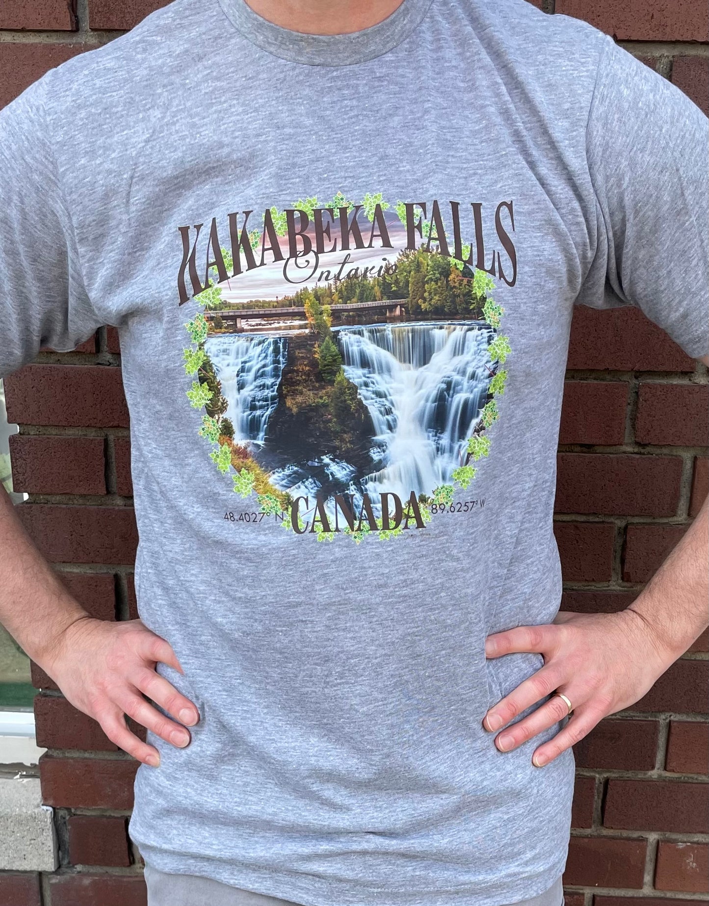 Souvenir Clothing - Kakabeka Falls, Ontario - T-Shirt - By James Brown - Grey