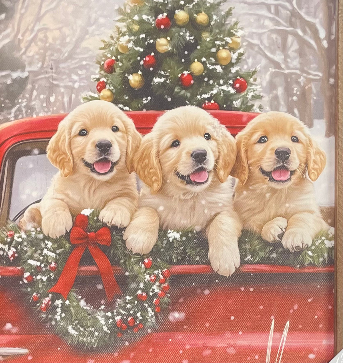 Christmas - LED Puppy's with Christmas Tree Picture