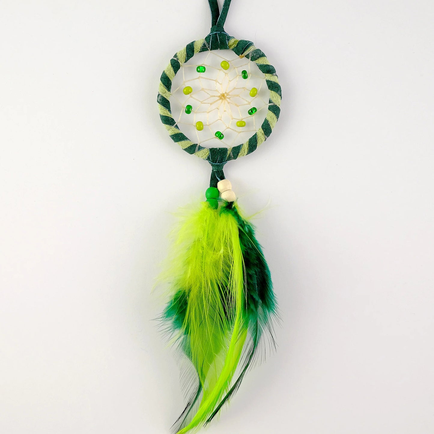 Dream Catcher - Green with Glass Beads