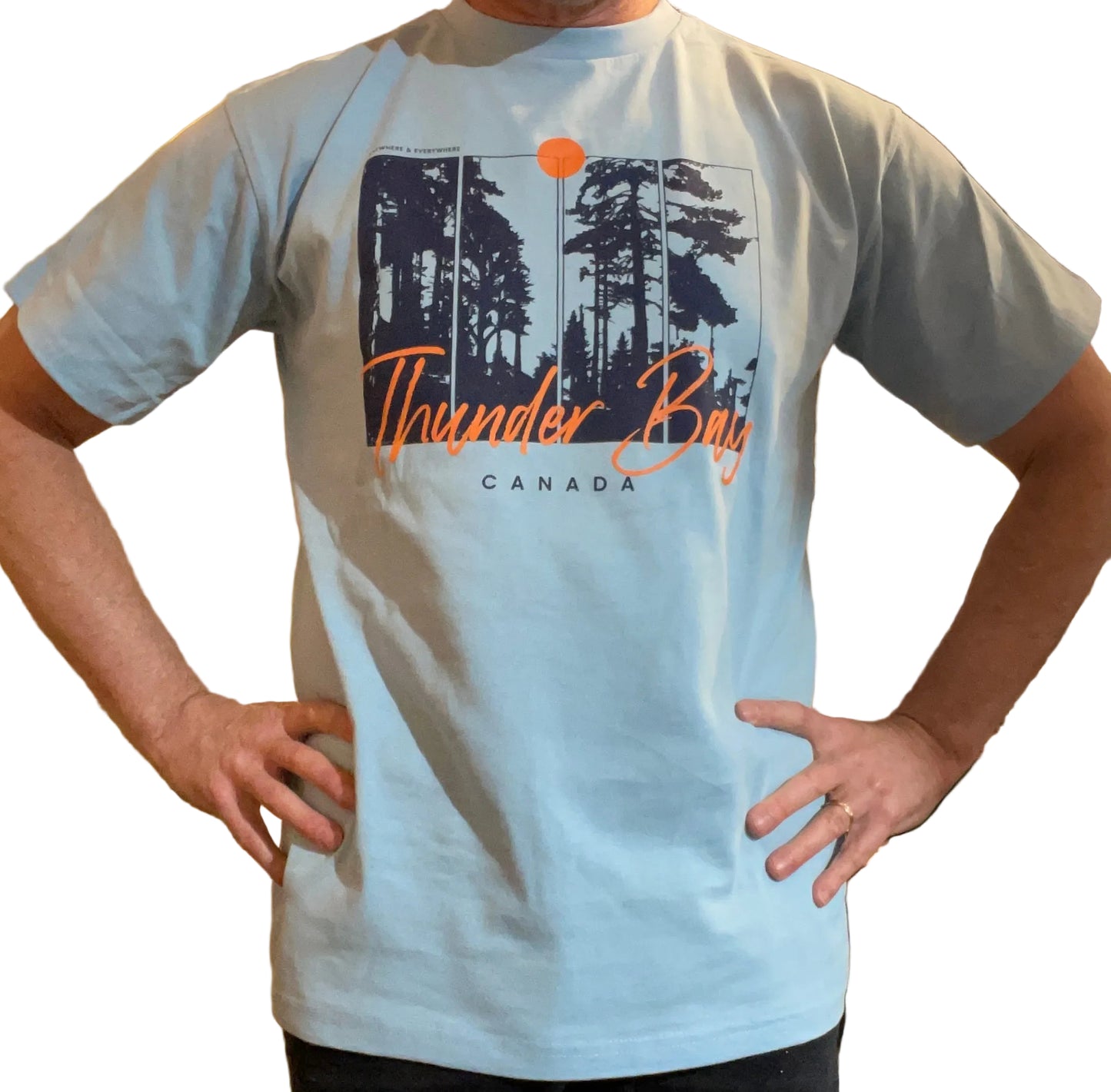 Souvenir Clothing - Four Panel Landscape T-shirt - Thunder Bay, Canada - Light Blue
