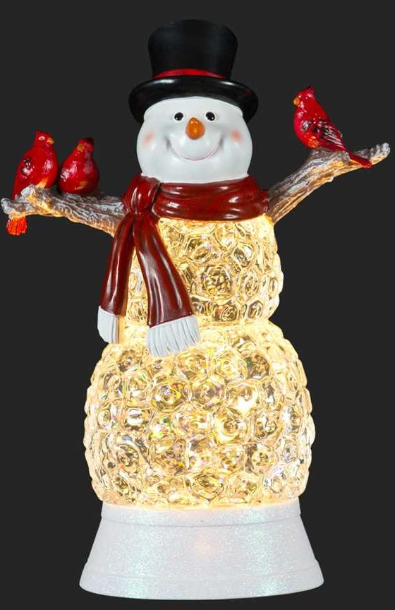Christmas - LED Snowman with Globe and Cardinals