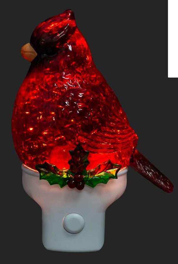 Christmas - Night Light - Cardinal with Holly