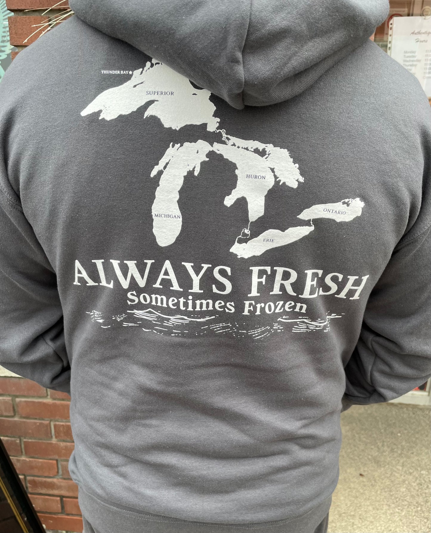 Souvenir Clothing - Hooded Sweatshirt - Great Lakes, Thunder Bay - Charcoal