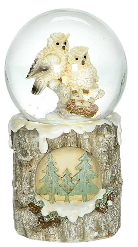 Christmas - Light Up Owls Snow Globe