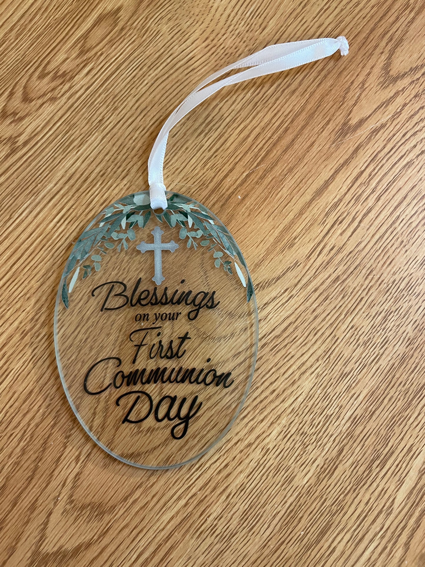 First Communion Glass Ornament