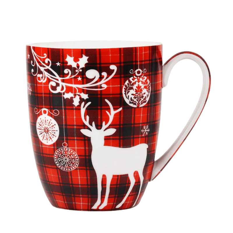 McIntosh China - Latte Mug - Holiday Reindeer on Red