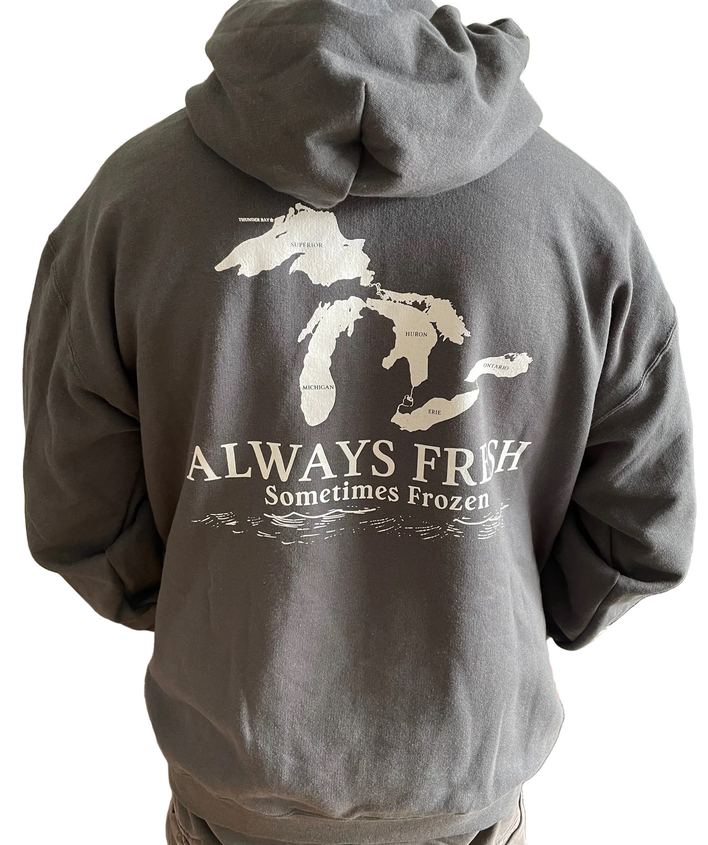 Souvenir Clothing - Hooded Sweatshirt - Great Lakes, Thunder Bay - Charcoal
