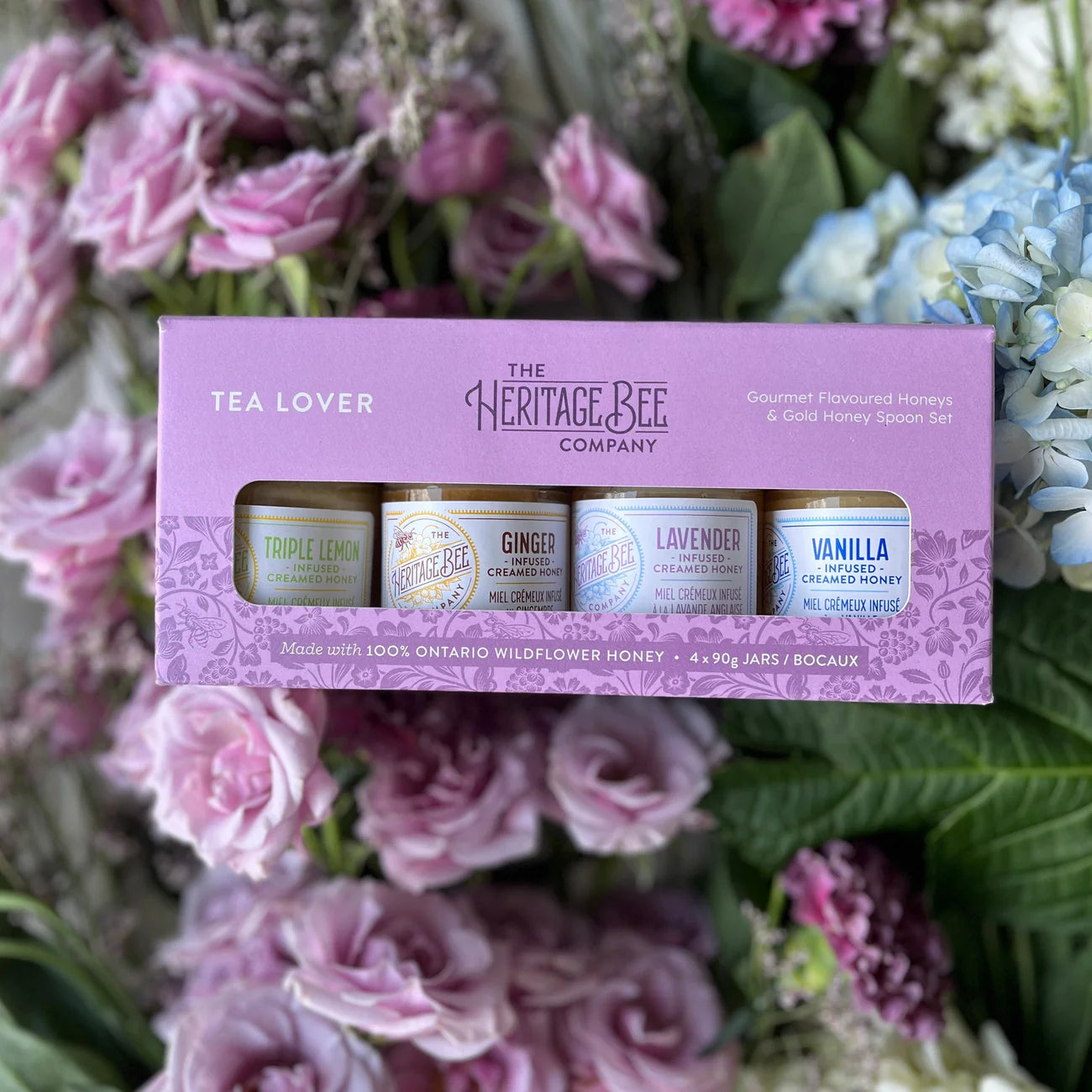 Heritage Bee Co. - Tea Lover Gourmet Flavoured Honey & Gold Spoon Set