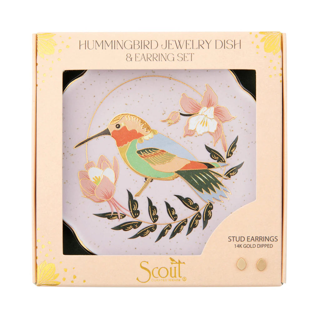 Scout Curated Wears - Jewelry Dish & Stud Earring Set - Hummingbird/Lavender