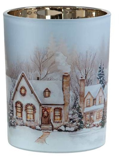 Christmas - Glass Cylinder with Houses - 3 sizes