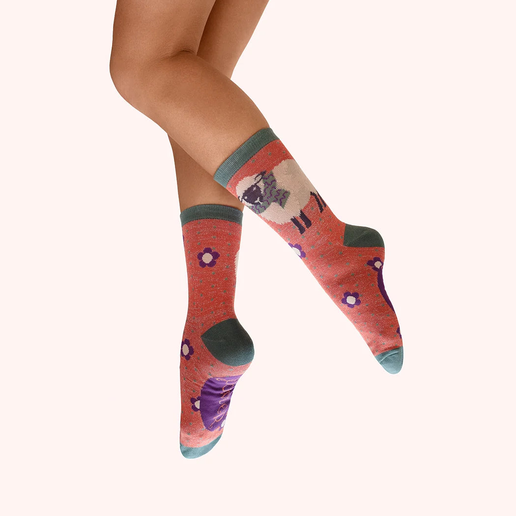 Powder Collection - Ankle Socks - Sheep in a Scarf - Glitter