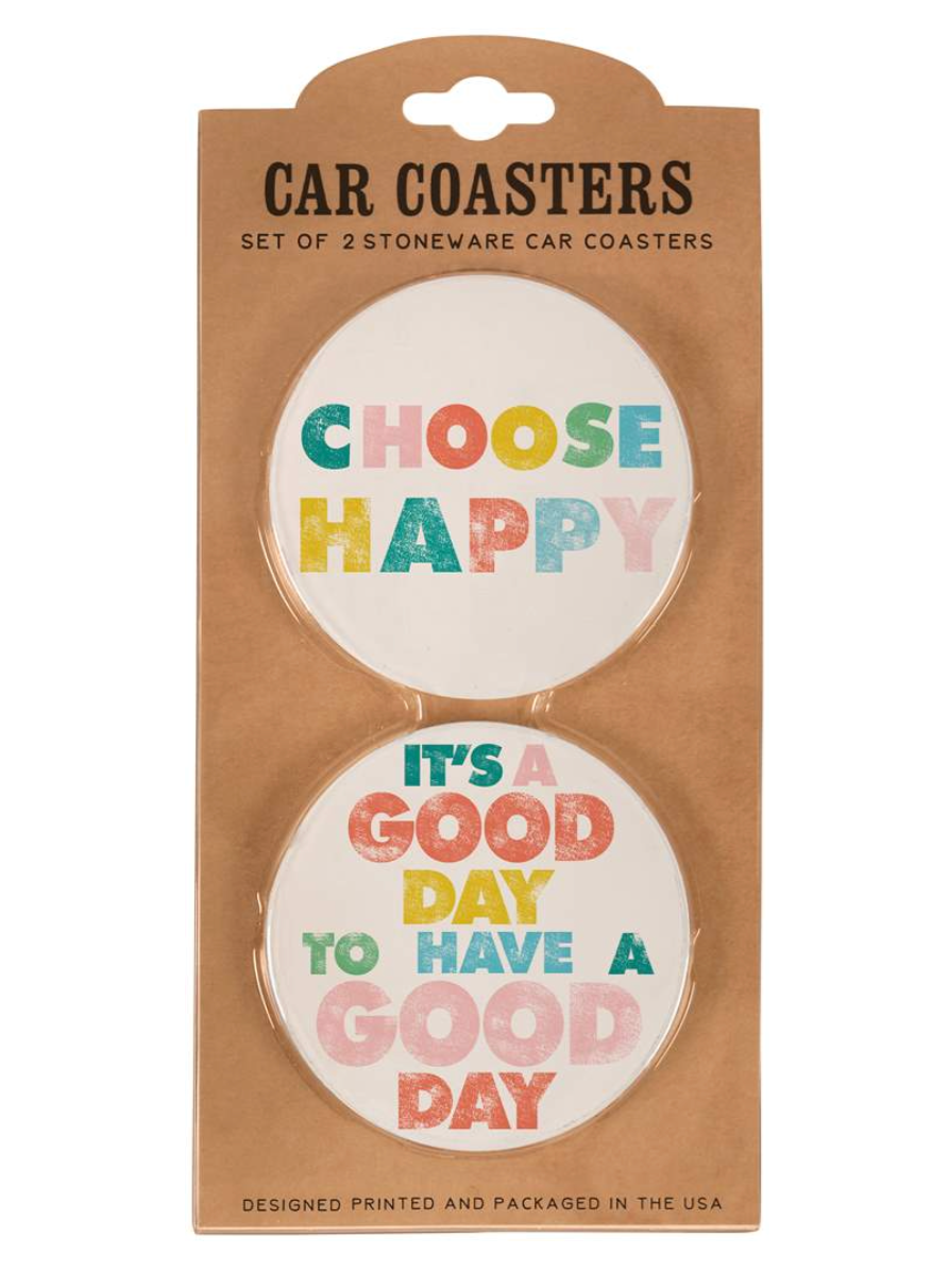 Car Coasters - Set of 2 - Choose Happy