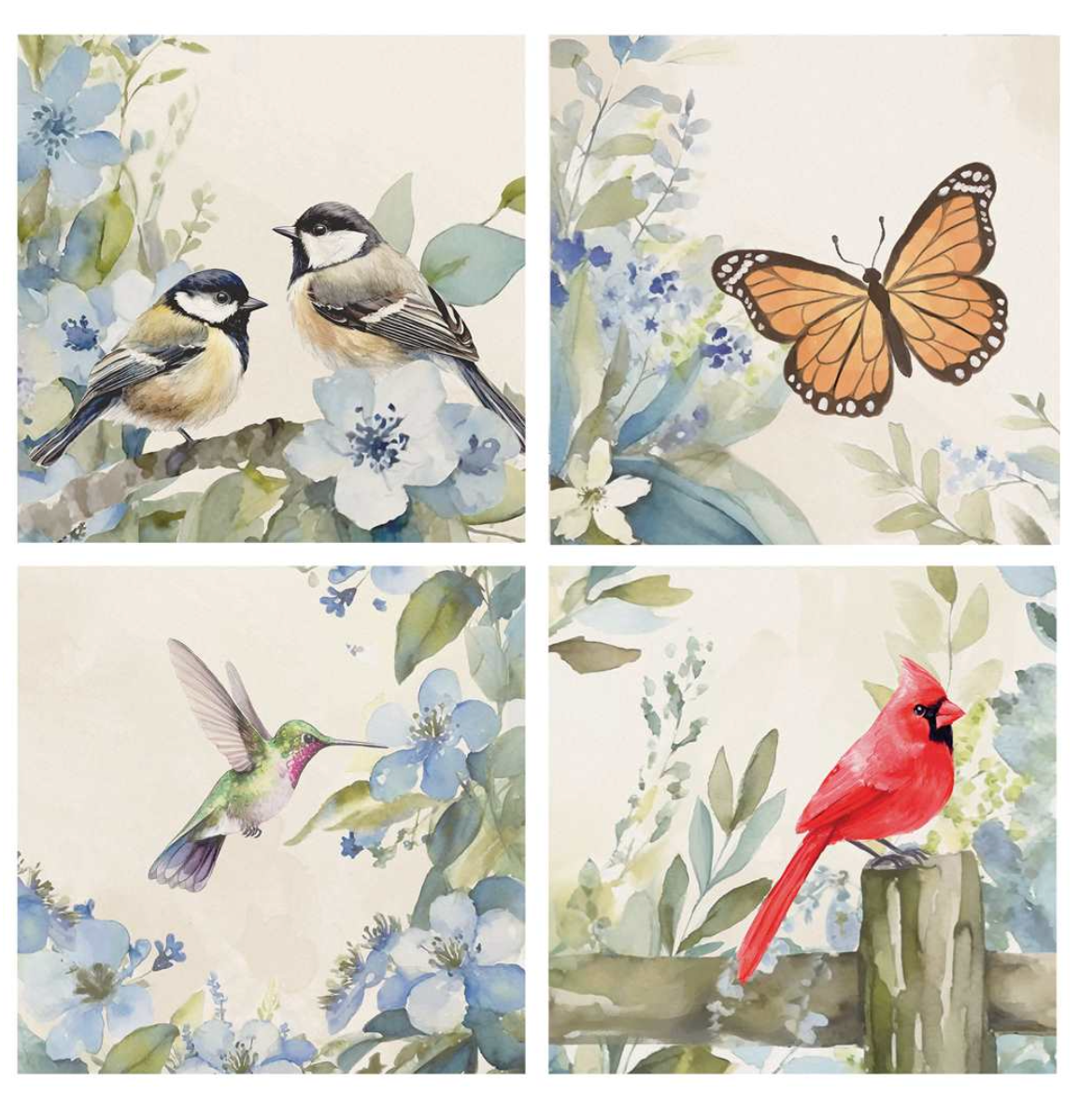 Coasters - Blue Flowers Set