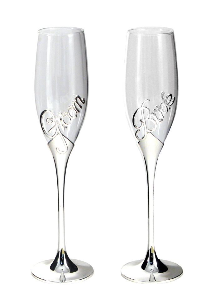 Champagne Flutes - Bride & Groom