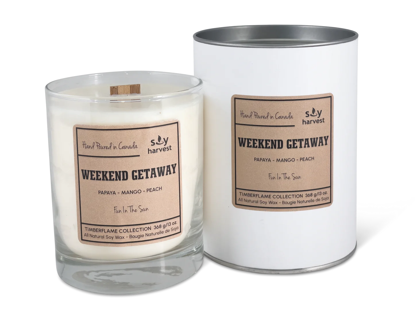 Soy Harvest Candles - Timber Flame - Weekend Getaway