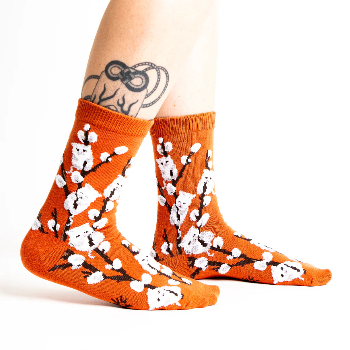 Women's Crew Socks - Kitten Willows