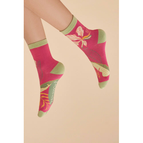 Powder Collection - Socks - Delicate Tropical in Dark Rose