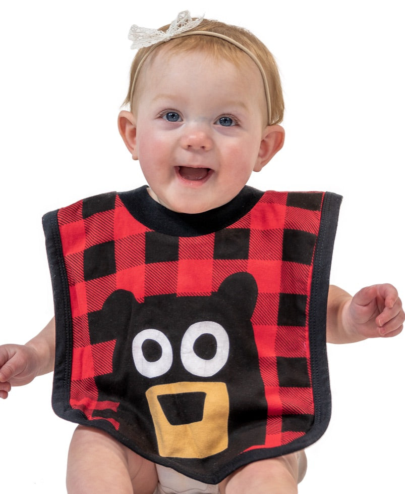 Lazy One - Infant Bib - Bear Plaid - Red