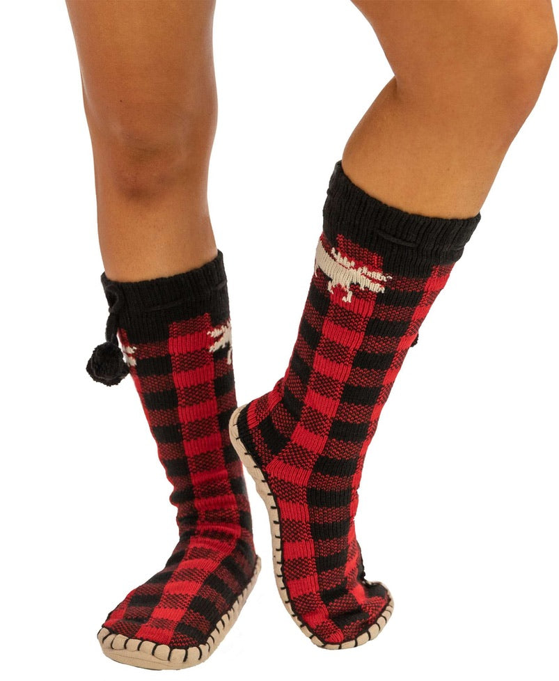 Lazy One - Moose Plaid Mukluk Slippers
