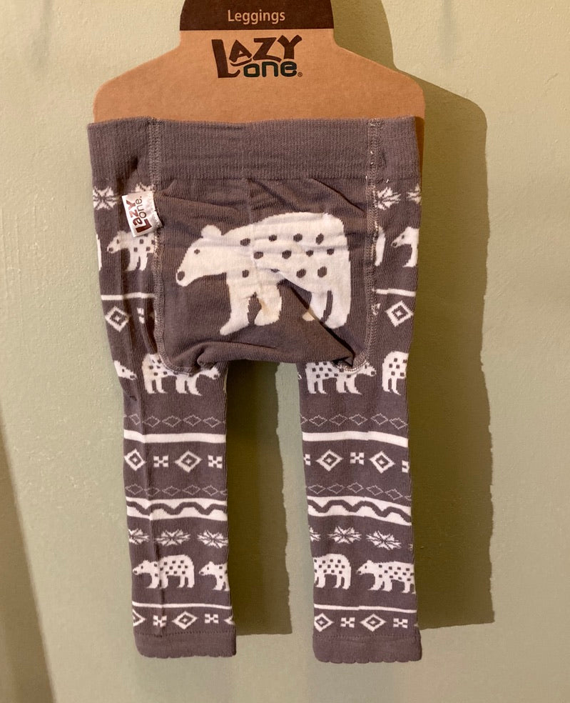Baby - Lazy One Leggings - Bear (Grey/White)