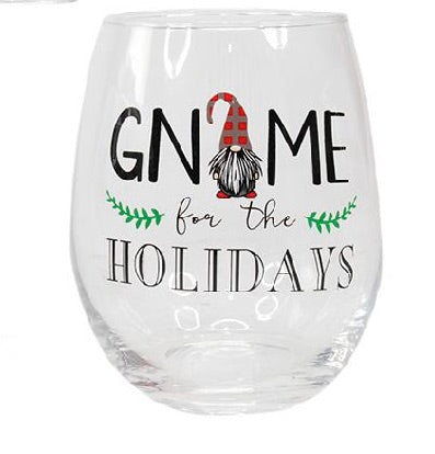 Christmas - Gnome Stemless Wine Glasses