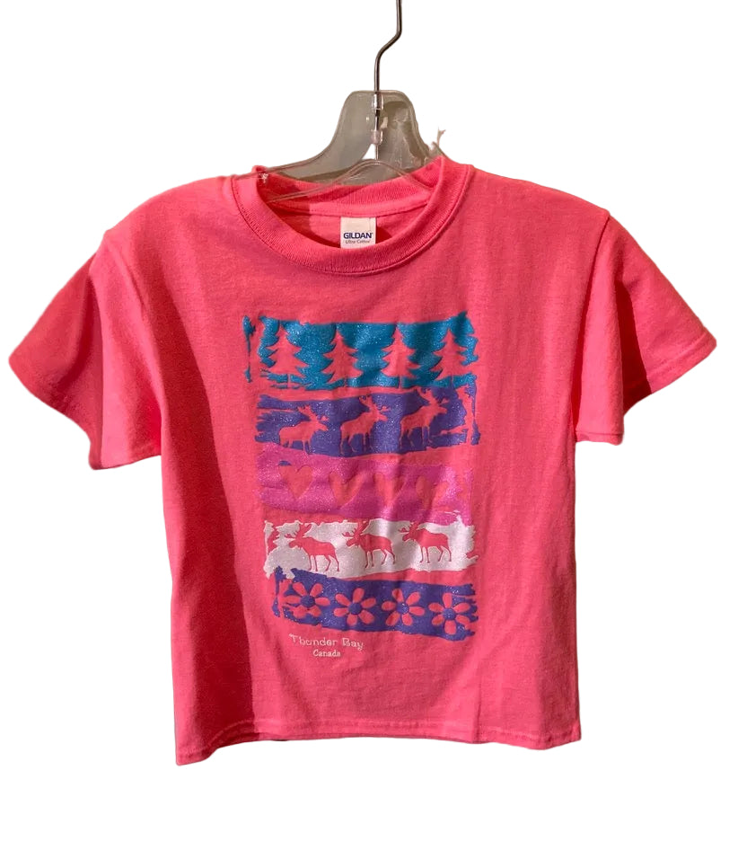 Youth T-Shirt - Sketchy Stencil Moose - Pink