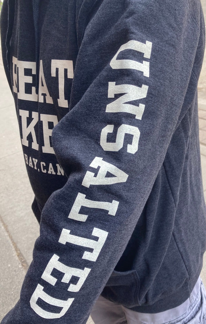 Hooded Sweatshirt - Unisex - Thunder Bay, Canada - Great Lakes, Unsalted - Heather Charcoal