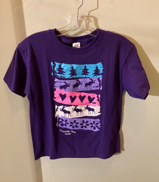 Youth - Souvenir T-Shirt - Sketchy Stencil Moose - Purple