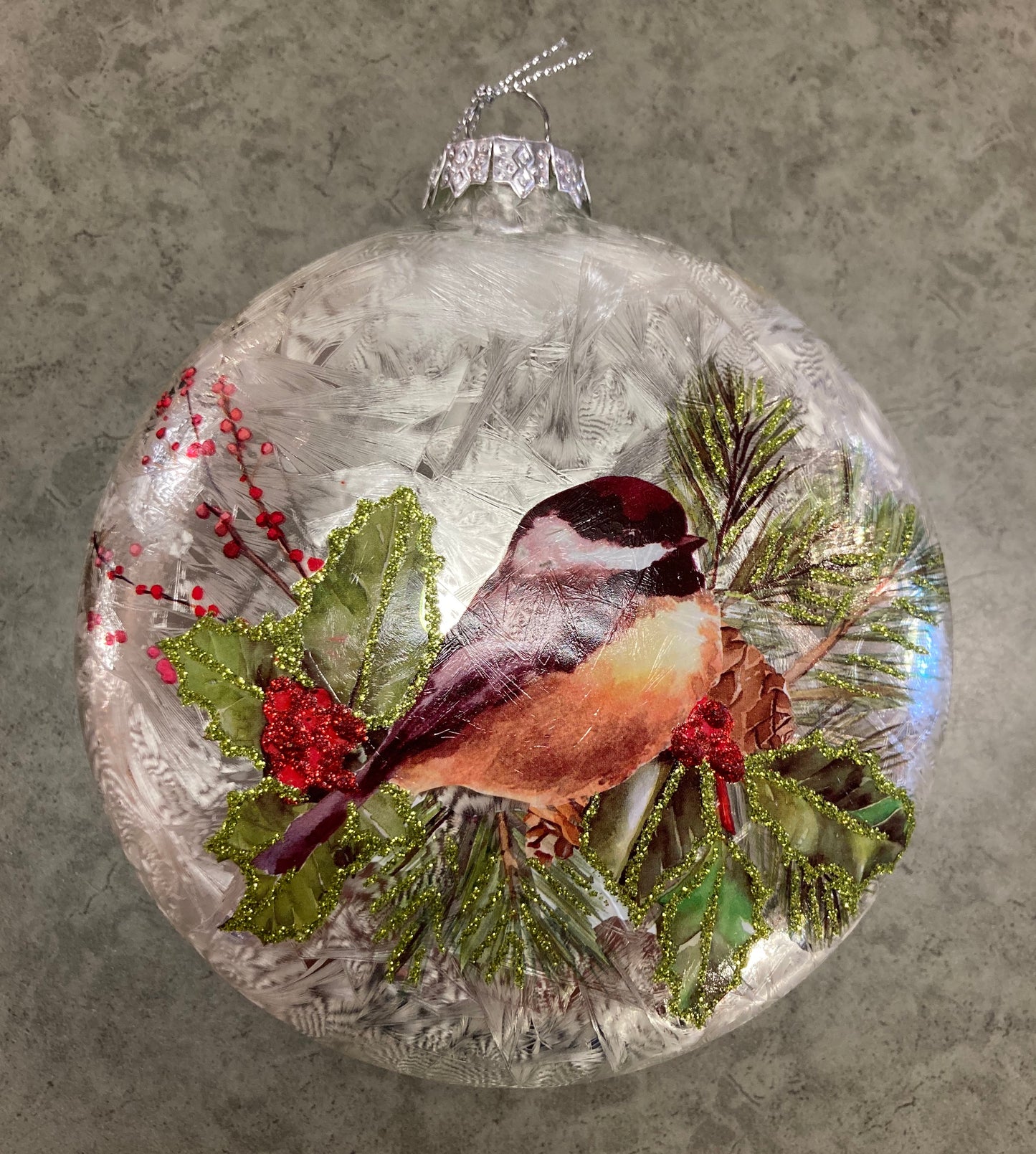 Christmas - Flat Ball Ornament - Chickadee