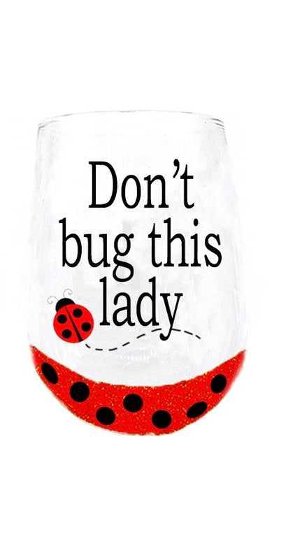Wine Glass - Stemless - Lady Bug